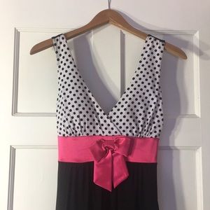 Black white pink polka dot dress